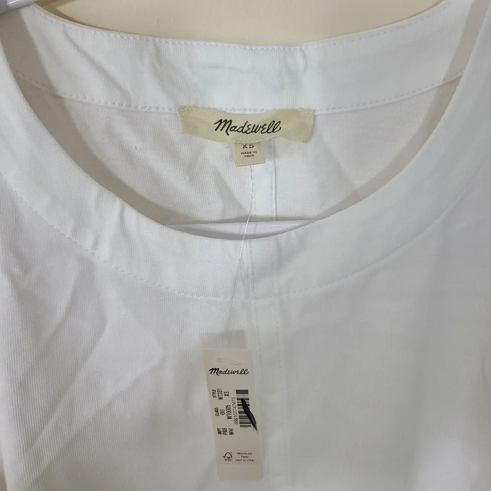NWT Madewell‎ Classic White Puff-Sleeve Tee Womens Size XS